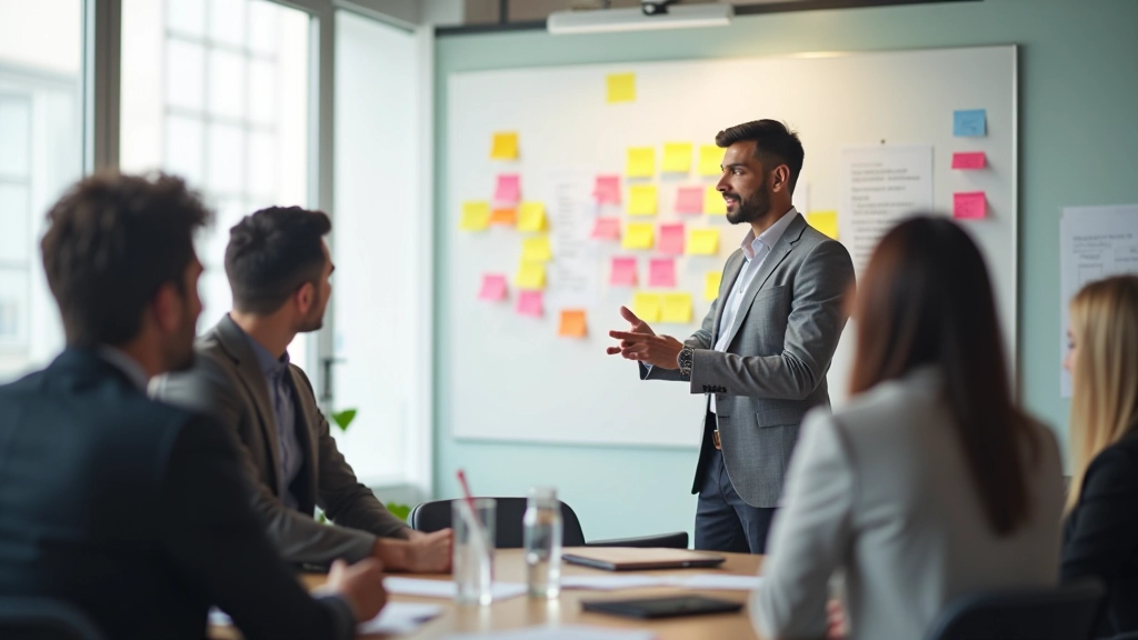 Team engaged in creative brainstorming workshop with collaborative ideas