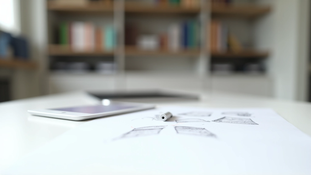 Prototype development showing sketches, mockups and early design iterations on desk