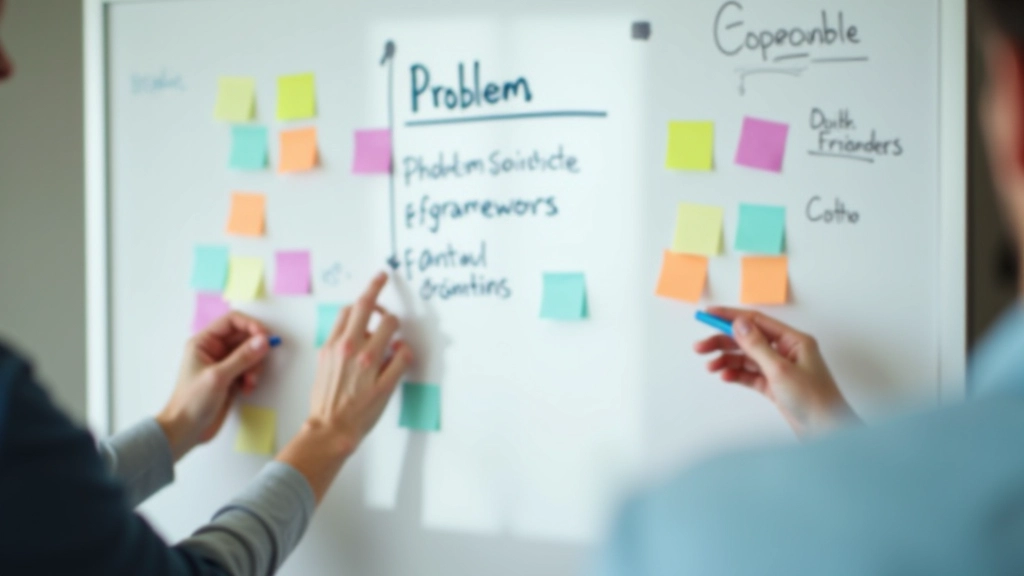 Flowchart or visual diagram showing the four-step problem-solving process on a whiteboard or digital interface